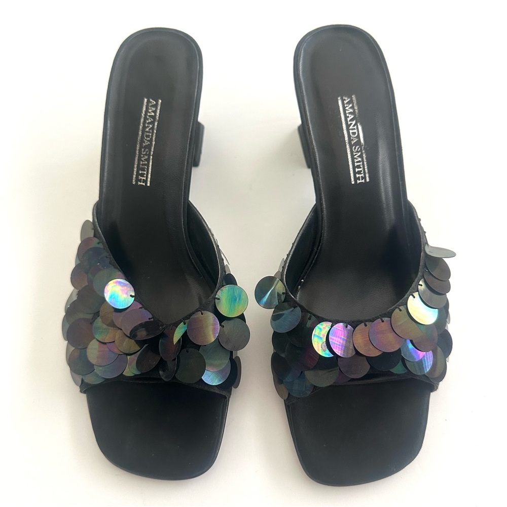 SOLD Vintage iridescent sequin mules heels